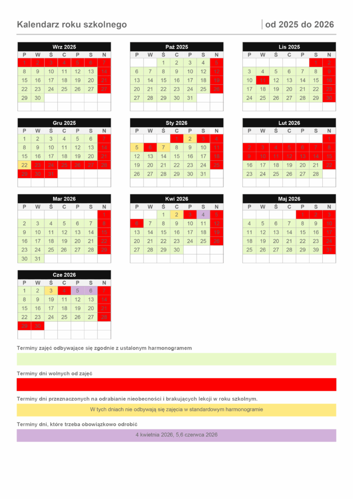 Kalendarz roku szkolnego 2025 26 wer 2-1 Kalendarz roku szkolnego 2025/26